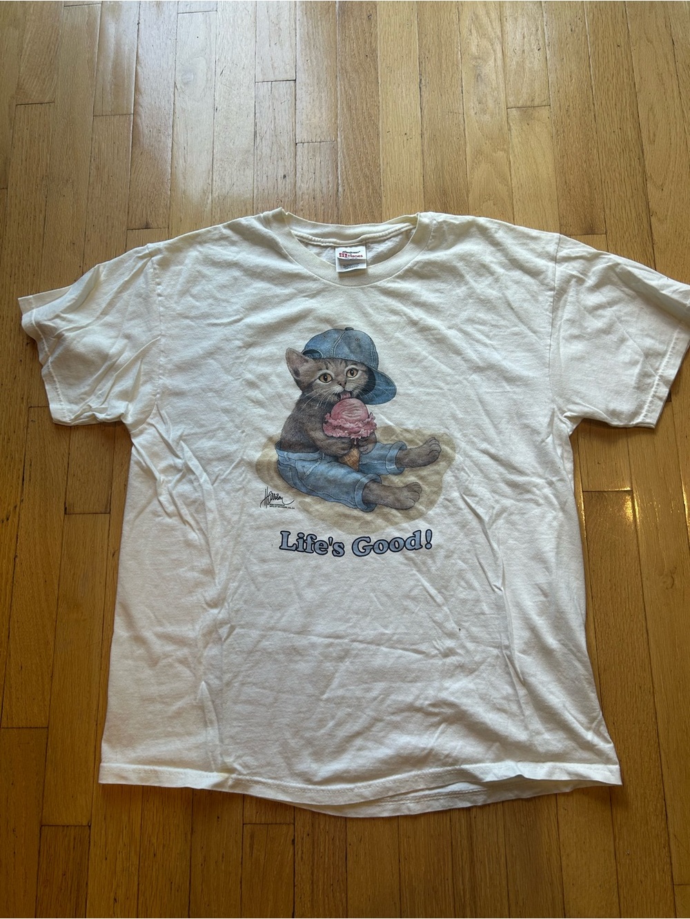 Women’s Graphic Tee with Kitten Ice Cream “Life’s Good!